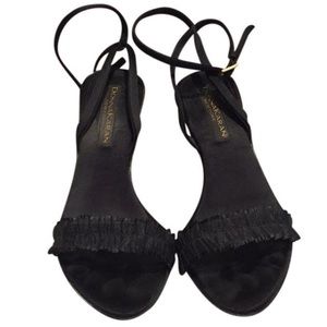 Donna Karan Black Ruffled Heel Sandals